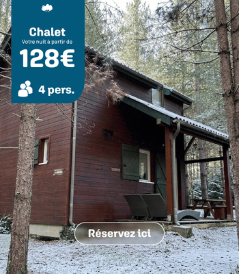 Chalet : visuel de l’hébergement, tarif de l’offre et capacité d’accueil.